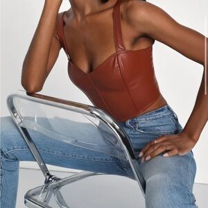 Never worn, leather looking crop top